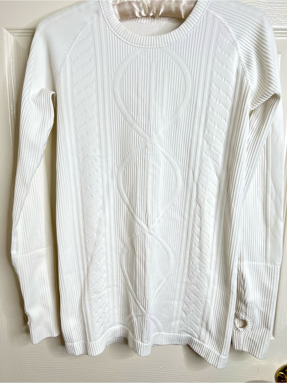 lululemon athletica White Ribbed Cable-Knit Long Sleeve Top